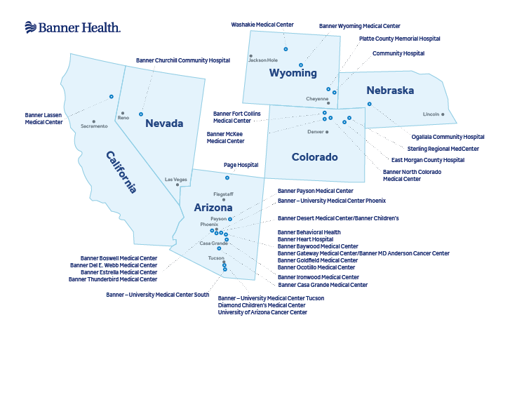Mapa de Banner Health USA 112022