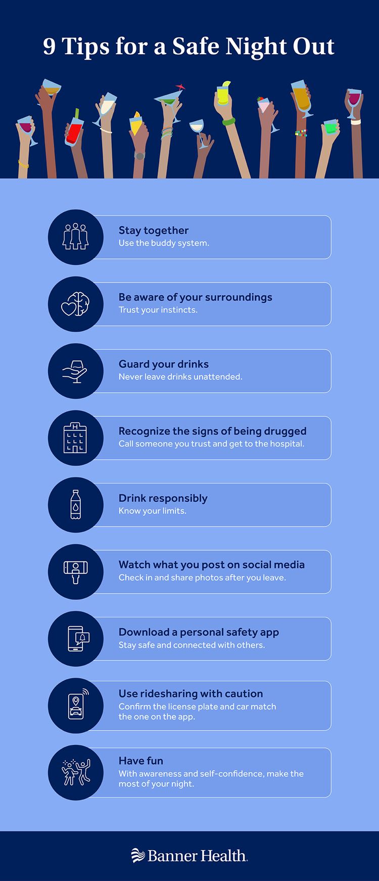 Infografía: 9 consejos para una salida nocturna segura